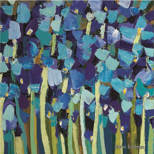 Abstract artwork with blue and green hues