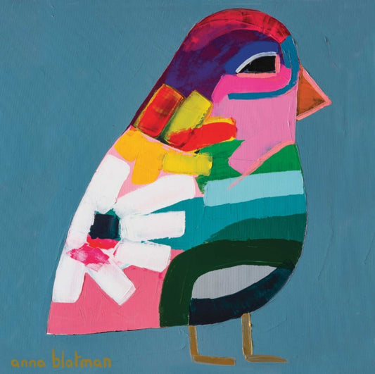 Colorful abstract bird illustration on a blue background
