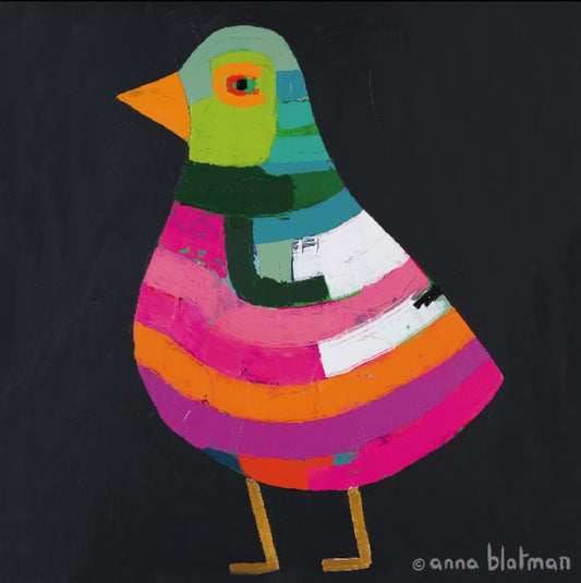 Colorful bird illustration with a black background