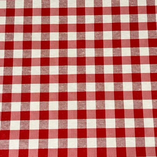Elegant European fabric tablecloth with stain-resistant protective coating, easy to wipe clean in red gingham