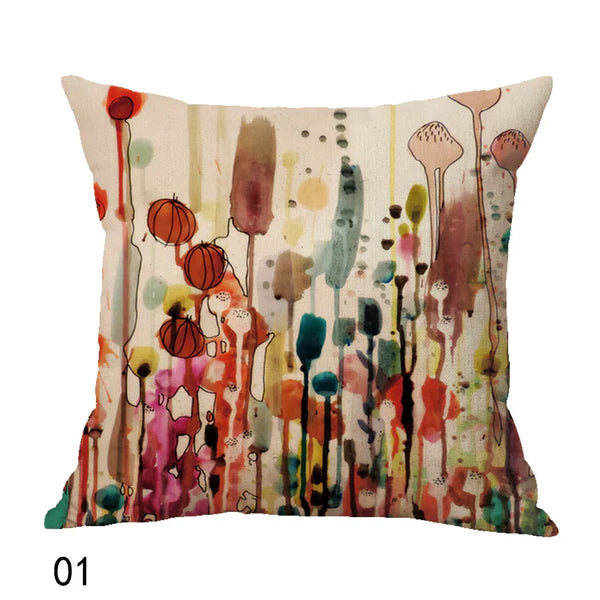 New Bohemian Oil Painting Bird Cushion Cover - Vibrant Artistic Decor for Home.