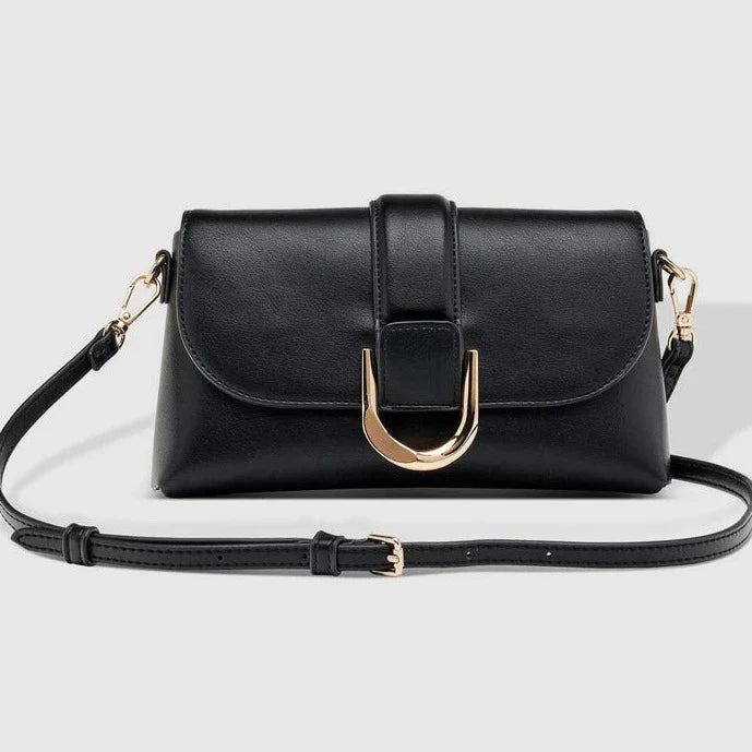 Louenhide Pixie Black Crossbody Bag - Vegan Leather, Statement Hardware