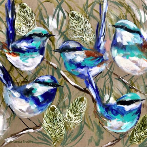 Placemats and Coasters - Amanda Brooks Blue Wrens