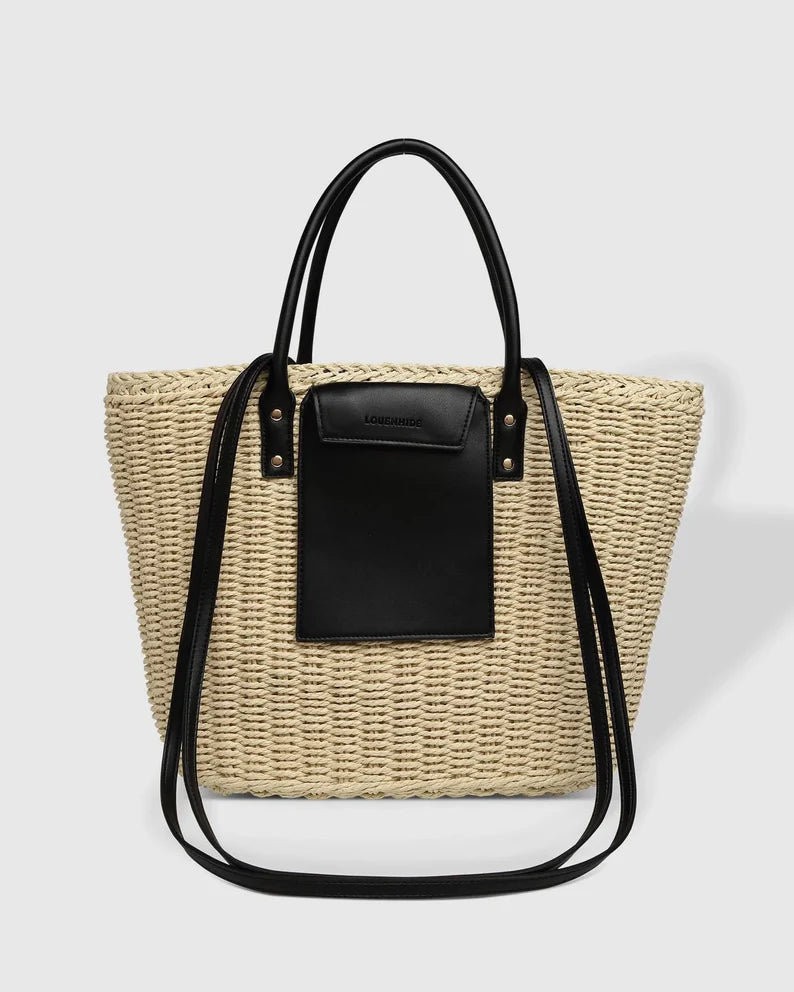 Louenhide bristol black raffia tote bag