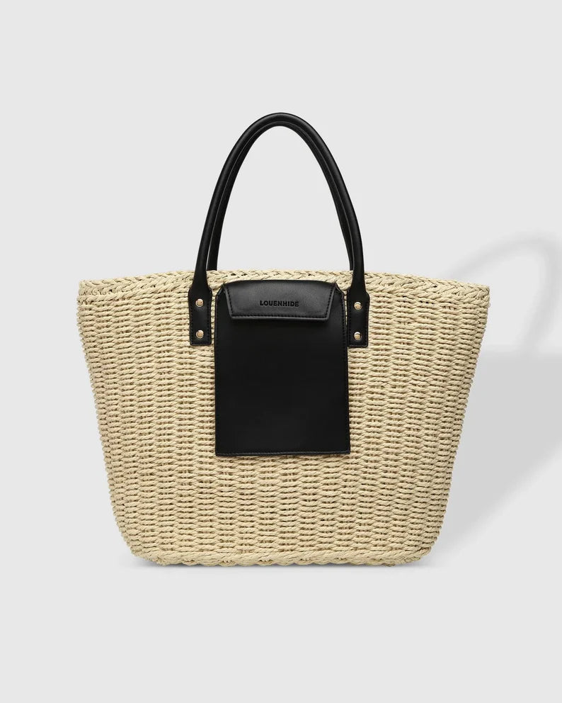 Louenhide bristol black raffia tote bag