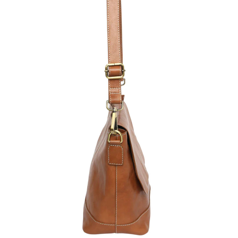 Cosgrove & Co Camilla Leather Saddle shoulder bag.