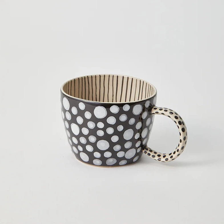 Chino Mug by Jones & Co - Handmade Polka Dot Ceramic, Dishwasher Safe, 250ml."