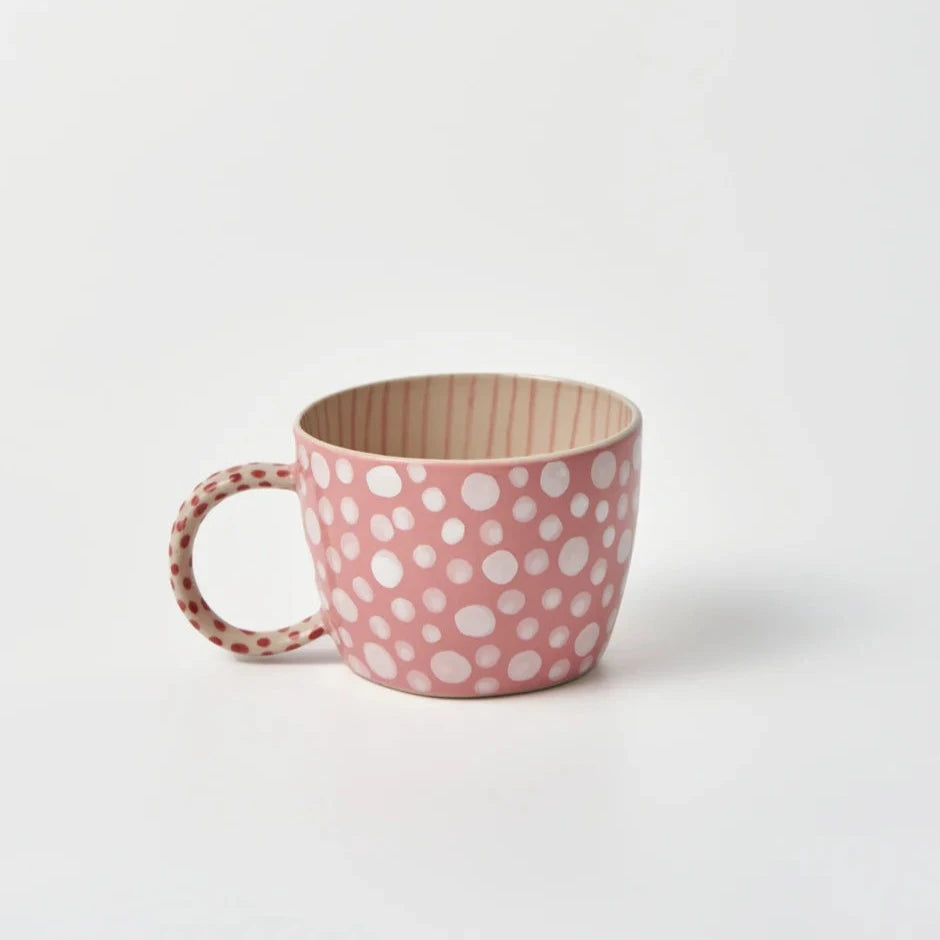 Chino Mug by Jones & Co - Handmade Polka Dot Ceramic, Dishwasher Safe, 250ml."