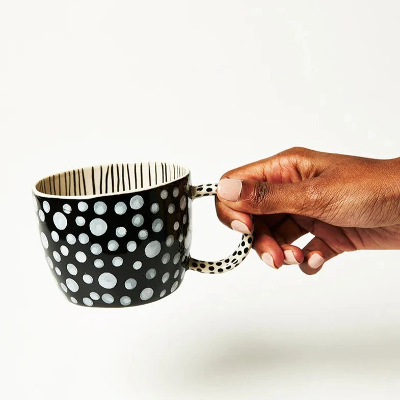 Chino Mug by Jones & Co - Handmade Polka Dot Ceramic, Dishwasher Safe, 250ml."