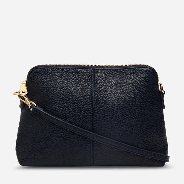 Detachable PU crossbody strap and wide striped cotton strap for Burbank Crossbody Large.  French Navy narrow strap.