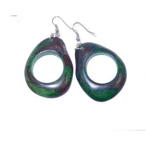 Hollow Slices Tagua Jewelry - Organic, Sustainable Handcrafted Jewelry with Stainless Steel Loops.