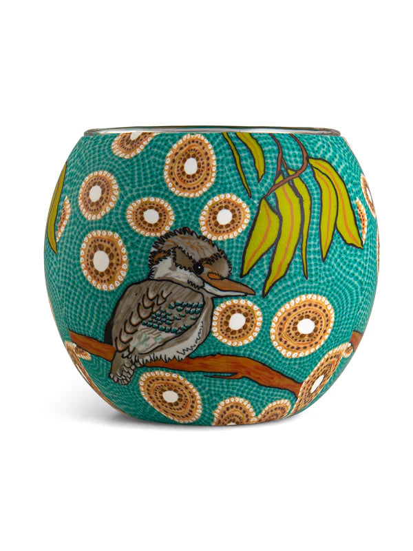 Aboriginal Tealight Candle Holder - Kookaburra