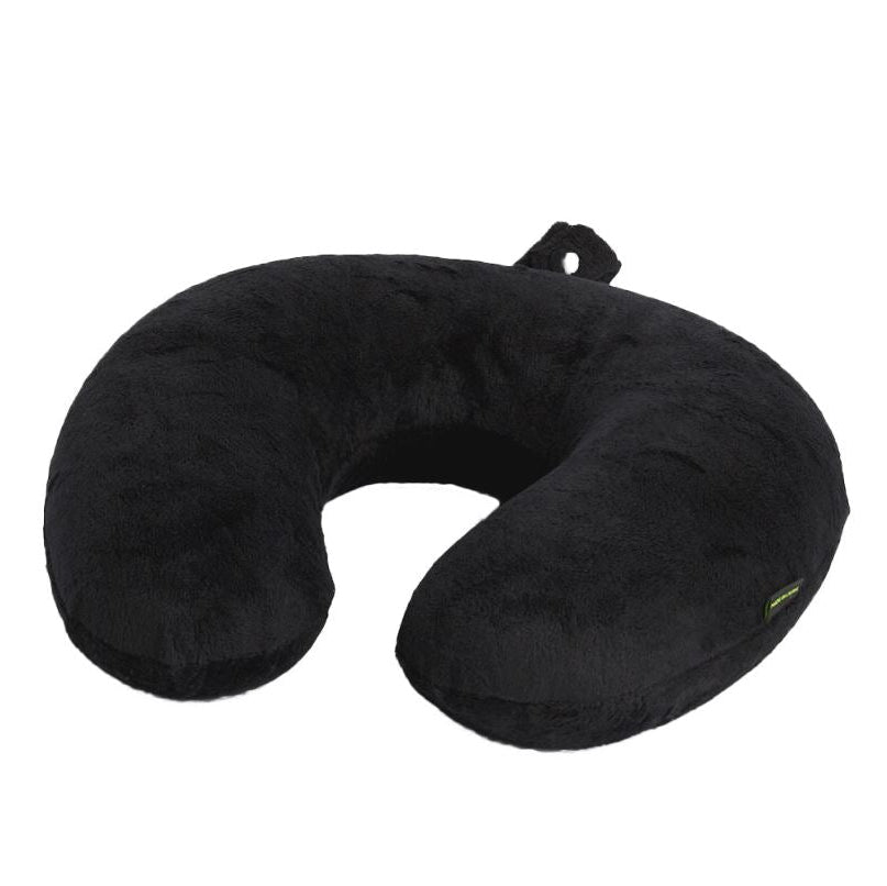 Black travel neck pillow on a white background