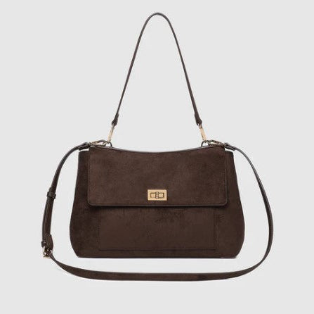 Louenhide - Arden Suedette Shoulder Bag - Chocolate