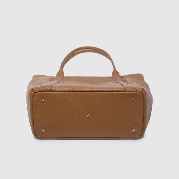 Brown bag on a light gray background