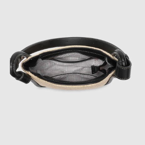 Louenhide Clare Raffia Black Shoulder Bag – Vegan Leather & Raffia Handbag