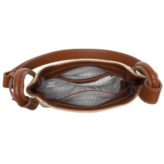 Louenhide Clare Raffia Tan Shoulder Bag – Vegan Leather & Raffia Handbag