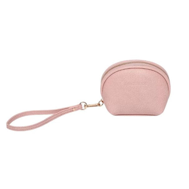 Blush Pink wristlet purse on a white background