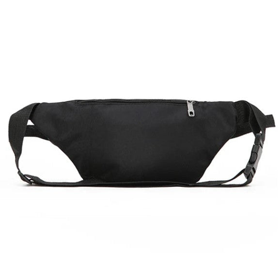 Black waist bag on a white background