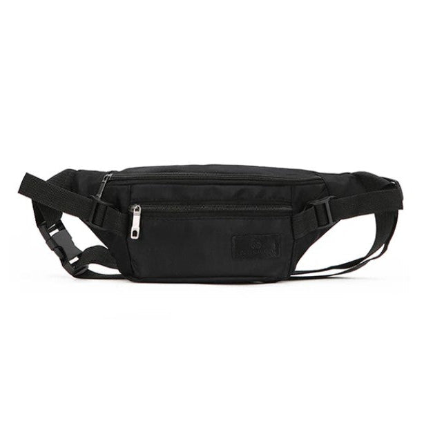 Black waist bag on a white background