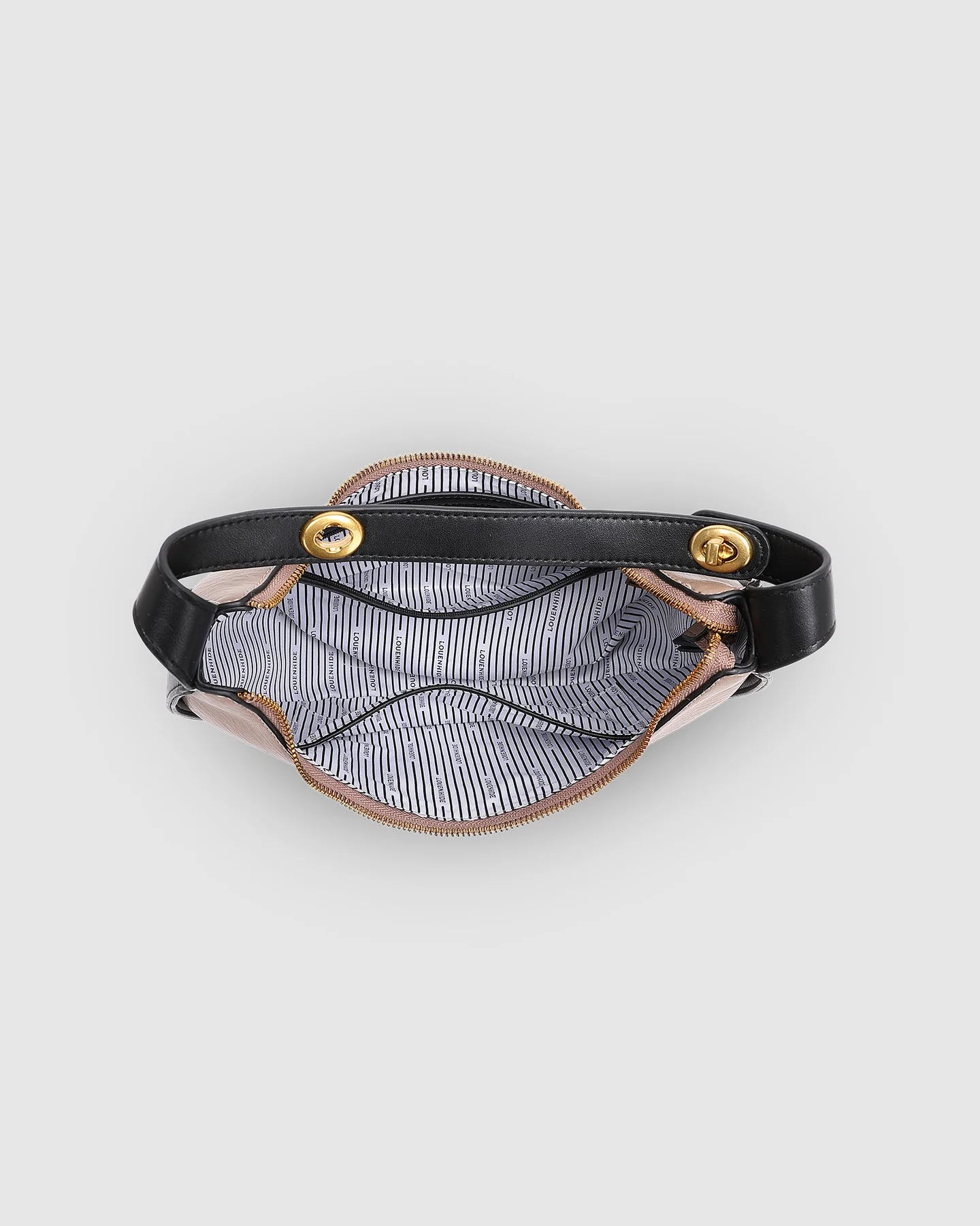 Louenhide Luna Coffee Shoulder Bag - Vegan Leather Crescent Moon Bag with Convertible Straps."