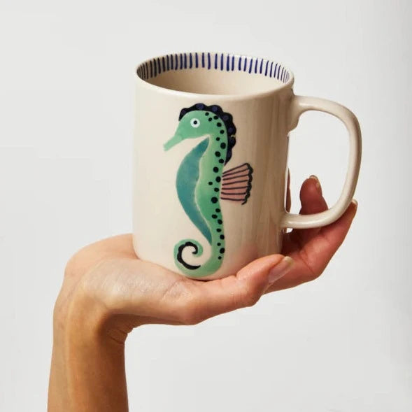 Jones & Co Offshore Mugs - Hand-Painted Sea-Themed Ceramic, Dishwasher Safe."