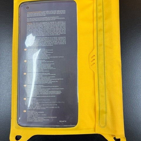Yellow case with a clear back on a black background
