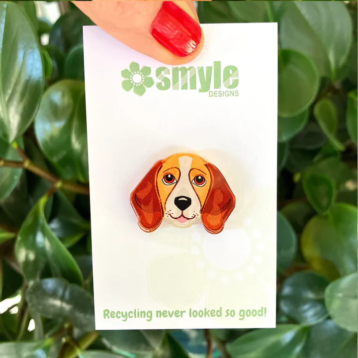 Beagle Pin Brooch – Eco-Friendly Recycled Acrylic