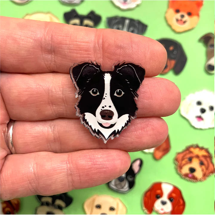 Border Collie Pin Brooch – Eco-Friendly Recycled Acrylic