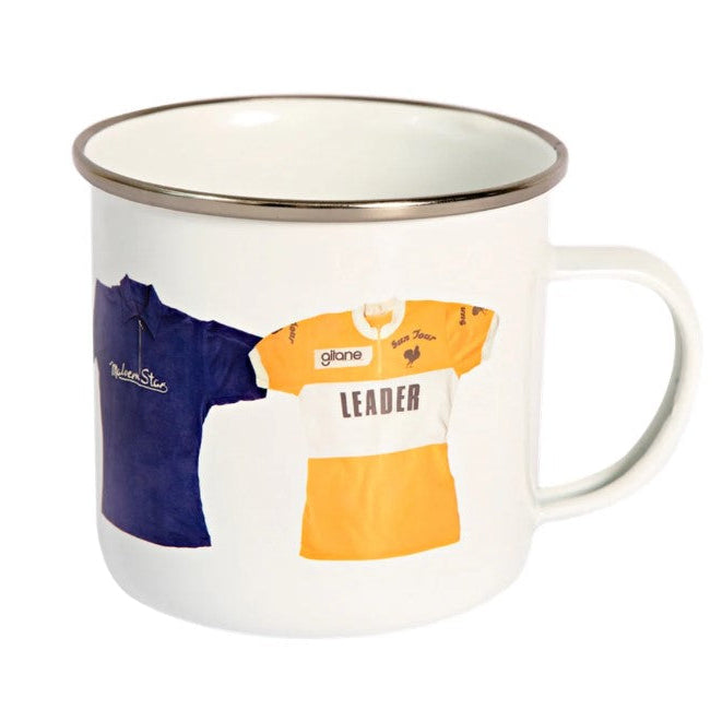 Mug with printed sports jerseys on a white background