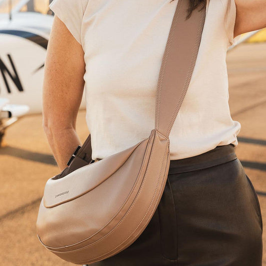 Louenhide Stevie sling bag coffee with adjustable shoulder strap