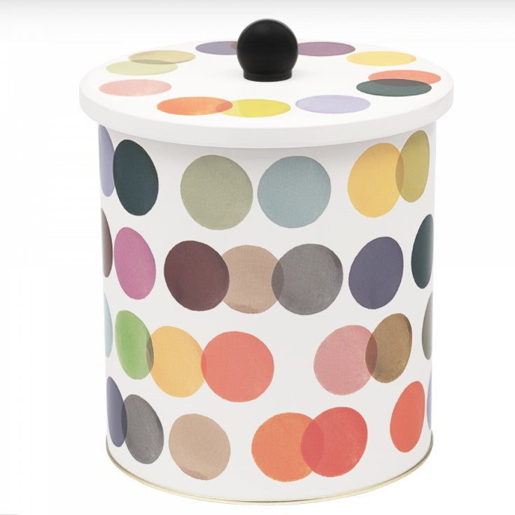 Colour Palette biscuit barrel storage tin with colourful artistic design