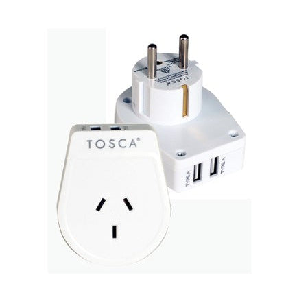 Travel Adaptor with USB for Europe, Bali & More - TCA041
