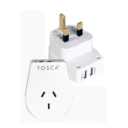 Travel Adaptor with USB for UK & Kong Hong - TCA042