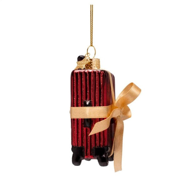 Vondels Christmas Tree Ornament –  Burgundy Ribbed Suitcase
