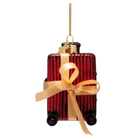 Vondels Christmas Tree Ornament –  Burgundy Ribbed Suitcase